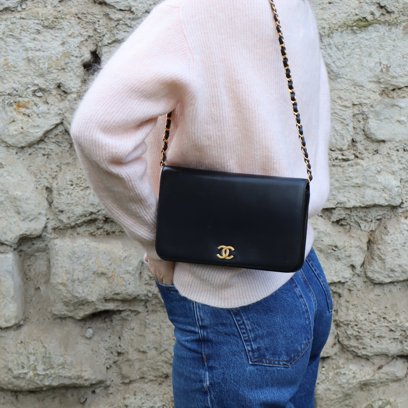 Sac à rabat à cuir lisse