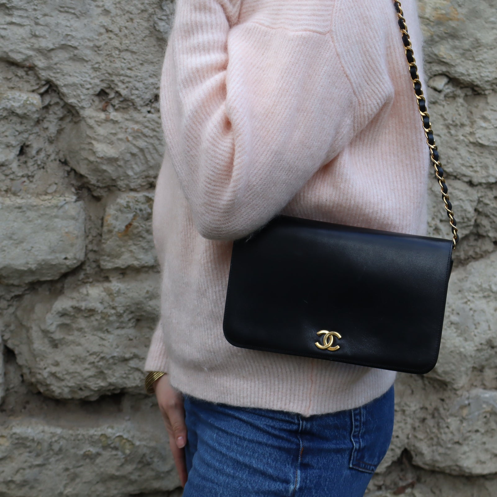 Sac à rabat à cuir lisse